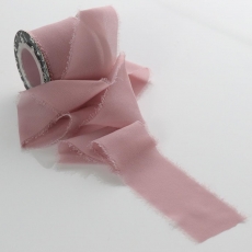 50MM X 10M HANDMADE FRINGE CHIFFON VINTAGE ROSE