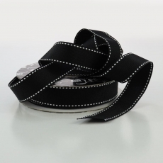 25MM X 20M GROSGRAIN - STITCH BLACK