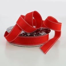 25MM X 20M GROSGRAIN - STITCH RED