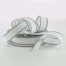 (DISC) 25MM X 20M GROSGRAIN - STITCH WHITE