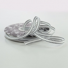 (DISC) 10MM X 20M GROSGRAIN - STITCH WHITE