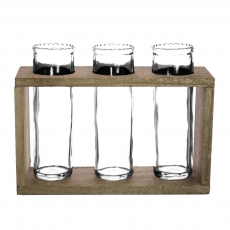 TRIPLE TUBE VASE W/STAND 17.2H (INC GLASS) 23L 8W