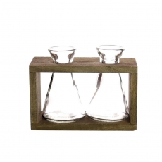 DOUBLE BEAKER VASE W/STAND 12H (INC GLASS) 16L 7W