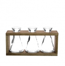 TRIPLE BEAKER VASE W/STAND 12H (INC GLASS) 23L 7W