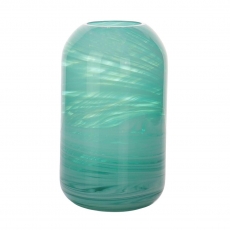 GLASS VASE SWIRL EFFECT AQUA 20.5H 12W 6CM OPENING