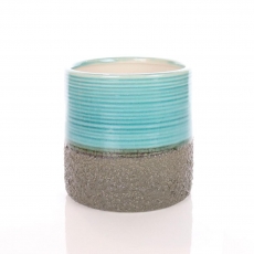 (DISC) AQUA GLAZED RND POT 14H 14T 14B