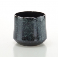 (DISC) BLUE GLAZED STONE POT 12H 13.5T 13.5B 14WP
