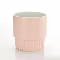 (DISC) ROUND RIB POT 15H 15.5T 13B PINK/WHI