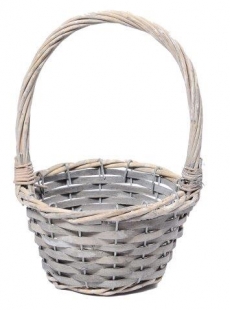 FRENCH GREY WILLOW FLOWERGIRL BASKET 24H 16T 11B