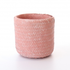 ROUND BAMBOO POT RND PINK 15H 15T 13B