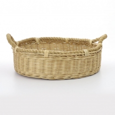 ROUND RATTAN TRAY W/JUTE HANDLES 15H 33T 33B