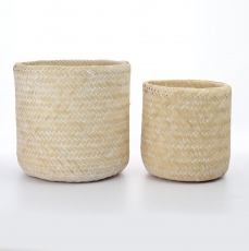 S/2 ROUND BAMBOO POTS NATURAL 18-24H 18-24T 18-24B