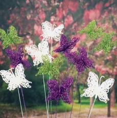 BUTTERFLY PICKS GLITTER BAG/12 ASS: LIME/PURP/WHI