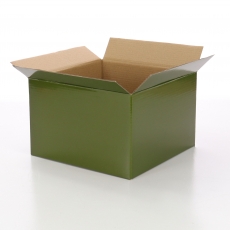 BOX SMALL GLOSS no insert OLIVE 21.5x21.5x19H (FLAP 5CM)