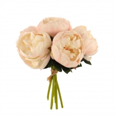 (DISC) PEONY BOUQUET X 6 HEADS 28CM WHITE W/PINK