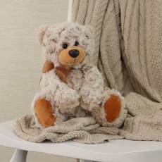 BEIGE BEAR WITH RIBBON 20CM SITTING