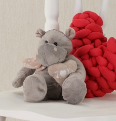 GREY HIPPO I LOVE YOU HEART 18CM SITTING