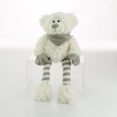 WHITE TEDDY STRIPED LEGS 19CM SITTING