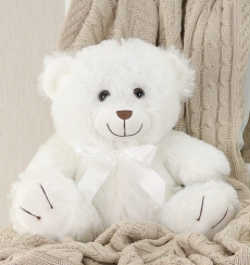 (DISC) TEDDY BEAR WHITE 30CM SITTING