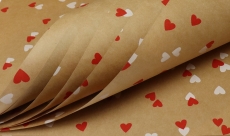 80GSM BROWN KRAFT HEART PRINT W/R 50X70CM PK 50