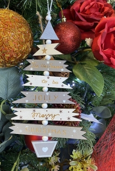 (DISC) XMAS TREE STRING GREY 20HX12CM pack of 10