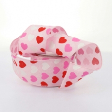 63MM WIRED EDGE RIBBON 10YDS PINKWITH HEARTS