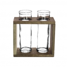 DOUBLE TUBE VASE W/STAND 17.2H (INC GLASS) 15.5L 8W