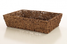 SEAGRASS RECT TRAY CHOCOLATE 9.5H 37TL 26TW
