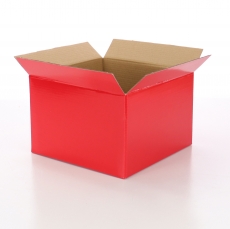 BOX SMALL GLOSS no insert RED 21.5x21.5x19H (FLAP 5CM)