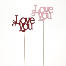 WOODEN PICK HEART MIXED 8.5CM X 40H PACK/10 - PINK & RED