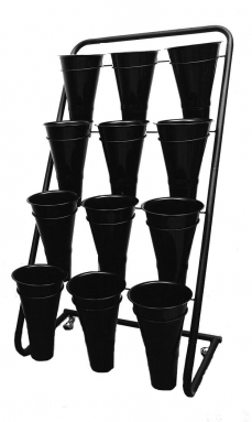 Bucket Stand With 12 Buckets - Black 122Hx66Wx59cm