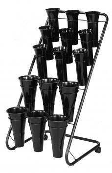 Bucket Stand With 15 Buckets - Black 122Hx65Wx59cm