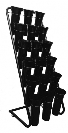 Bucket Stand With 18 Buckets - Black 122Hx66Wx59cm