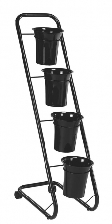 Bucket Stand With 4 Squat Buckets - Black 122Hx33Wx59cm